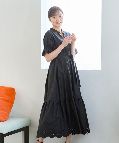 Andemiu(アンデミュウ)の「オリジナルシシュウワンピース451387(ワンピース・レディース・ブラック/オフホワイト・FREE)」の3枚目の写真
