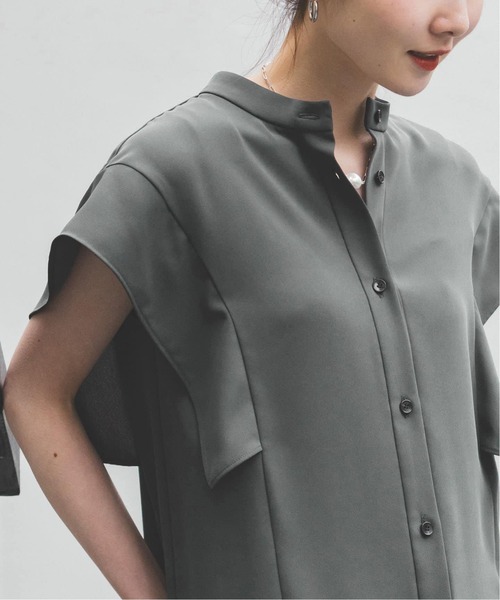 WEB限定追加》スクエアースリーブフロントオープンブラウス