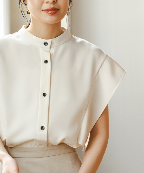 WEB限定追加》スクエアースリーブフロントオープンブラウス（シャツ