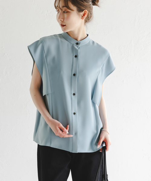 WEB限定追加》スクエアースリーブフロントオープンブラウス