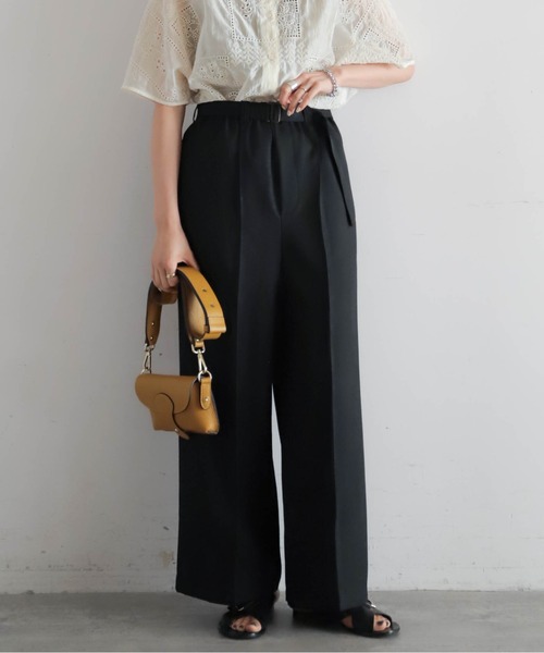 題名　『静けさ』 ポリエステルツイル ベルト付キイージーパンツ | NOMBRE IMPAIR