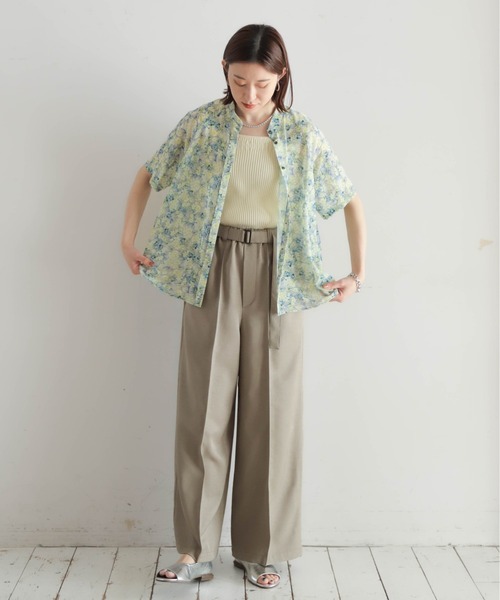 題名　『静けさ』 ポリエステルツイル ベルト付キイージーパンツ | NOMBRE IMPAIR