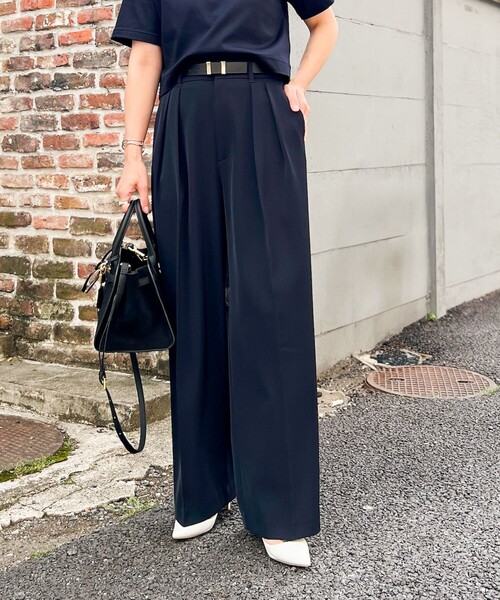 NOLLEY’S Sophi（ノーリーズソフィ）の「ウォッシャブル強撚ツイルワイドパンツ（その他パンツ・レディース・オフホワイト/ブラウン/ベージュ/ネイビー/ブラック・34/36/38）」の5枚目の写真