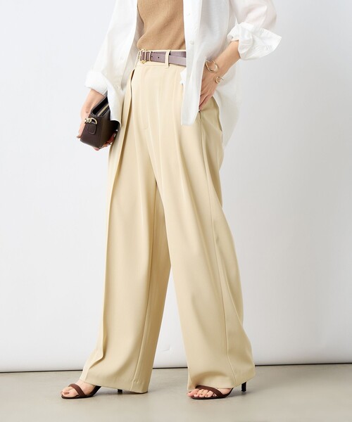 NOLLEY’S Sophi（ノーリーズソフィ）の「ウォッシャブル強撚ツイルワイドパンツ（その他パンツ・レディース・オフホワイト/ブラウン/ベージュ/ネイビー/ブラック・34/36/38）」の8枚目の写真