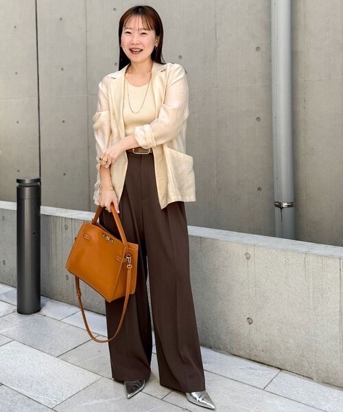 NOLLEY’S Sophi（ノーリーズソフィ）の「ウォッシャブル強撚ツイルワイドパンツ（その他パンツ・レディース・オフホワイト/ブラウン/ベージュ/ネイビー/ブラック・34/36/38）」の19枚目の写真