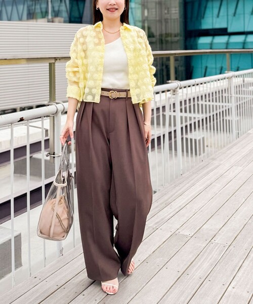 NOLLEY’S Sophi（ノーリーズソフィ）の「ウォッシャブル強撚ツイルワイドパンツ（その他パンツ・レディース・オフホワイト/ブラウン/ベージュ/ネイビー/ブラック・34/36/38）」の20枚目の写真