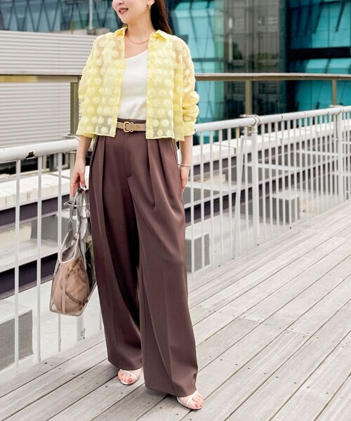 NOLLEY’S Sophi（ノーリーズソフィ）の「ウォッシャブル強撚ツイルワイドパンツ（その他パンツ・レディース・オフホワイト/ブラウン/ベージュ/ネイビー/ブラック・34/36/38）」の21枚目の写真