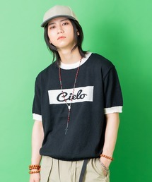 a.p.o.v. ボックスロゴリンガーパイルニットTシャツ