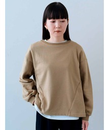 IEDIT 白をはさんで顔うつりGOOD! グログラン遣いスウエットと白Tシャツのインナーチラ見せ重ね着セット