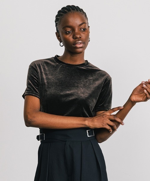 tシャツ Mellow velour top レディース ALEXIA STAM（アリシアスタン）の「Mellow Hem Rib Cropped Top