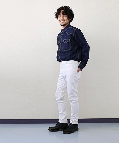 London Denim(ロンドンデニム)の「Essential Slim Fit Jean / ストレッチ スリム ストレート デニム(デニムパンツ・メンズ・インディゴブルー/ブラック/ホワイト/ライトインディゴブルー・SMALL/MEDIUM/LARGE/X-LARGE/XX-LARGE)」の9枚目の写真