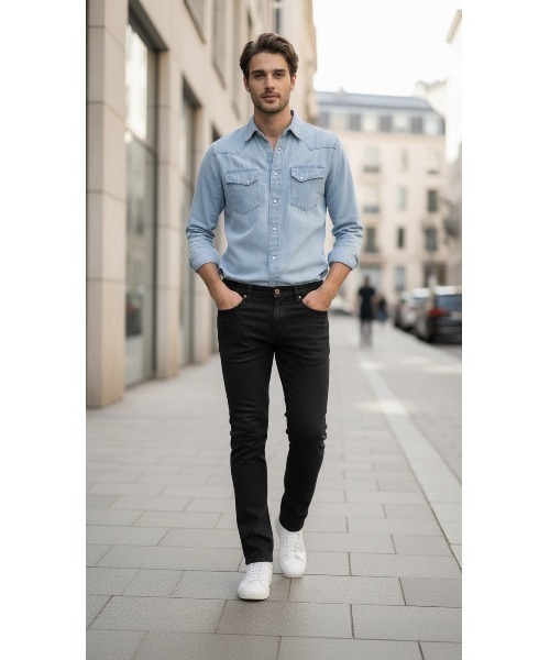London Denim(ロンドンデニム)の「Essential Slim Fit Jean / ストレッチ スリム ストレート デニム(デニムパンツ・メンズ・インディゴブルー/ブラック/ホワイト/ライトインディゴブルー・SMALL/MEDIUM/LARGE/X-LARGE/XX-LARGE)」の13枚目の写真