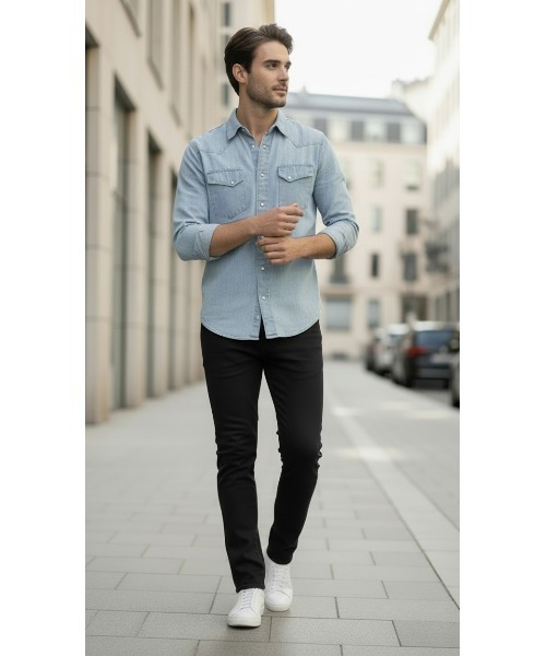 London Denim(ロンドンデニム)の「Essential Slim Fit Jean / ストレッチ スリム ストレート デニム(デニムパンツ・メンズ・インディゴブルー/ブラック/ホワイト/ライトインディゴブルー・SMALL/MEDIUM/LARGE/X-LARGE/XX-LARGE)」の9枚目の写真