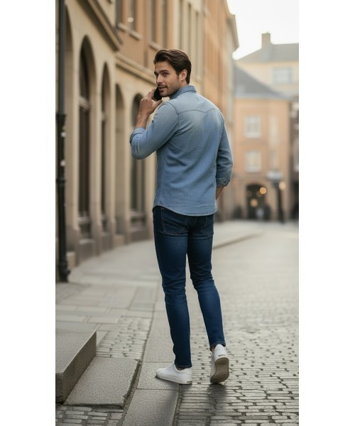 London Denim(ロンドンデニム)の「Essential Slim Fit Jean / ストレッチ スリム ストレート デニム(デニムパンツ・メンズ・インディゴブルー/ブラック/ホワイト/ライトインディゴブルー・SMALL/MEDIUM/LARGE/X-LARGE/XX-LARGE)」の20枚目の写真