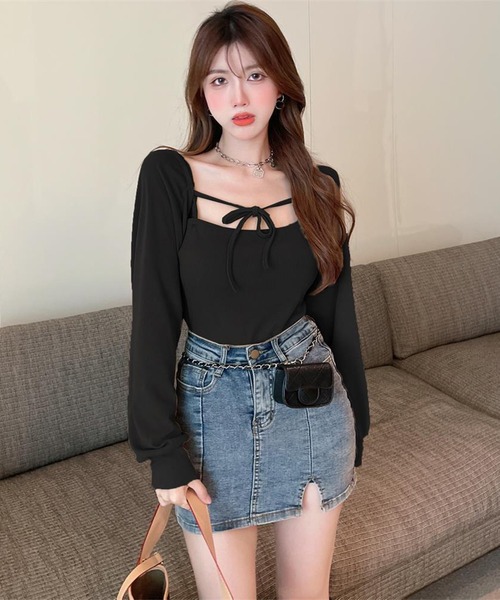 Jasmine Grandiflorum（ジャスミングランディフローラム）の「【Jasmine】アンサンブル ニットキャミソール+カーディガン（アンサンブル・レディース・ブラック/オレンジ/ホワイト/グリーン・FREE）」の14枚目の写真