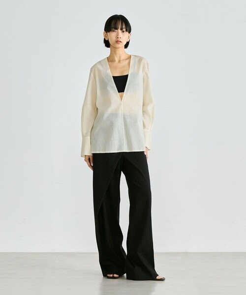 美品⭐️Chaos ラミーシャツ Vネック日本製 リネンシャツ シアー　深緑　希少 Chaos｜リスタラミーシャツ | Rakuten Fashion(楽天ファッション