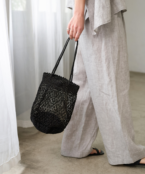 The Bagmati（ザバグマティ）の「《追加》【BAGMATI/バグマティ】METALIC BAG：マクラメバッグ（ハンドバッグ・レディース・シルバー/ブラック・FREE）」の3枚目の写真