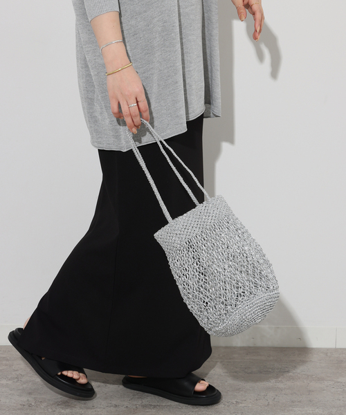 The Bagmati（ザバグマティ）の「《追加》【BAGMATI/バグマティ】METALIC BAG：マクラメバッグ（ハンドバッグ・レディース・シルバー/ブラック・FREE）」の11枚目の写真