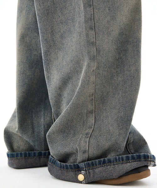 mushwear(マッシュウェア)の「Distressed Washed Wide-leg Stitch Work Jeans(デニムパンツ・メンズ・ブルー・X-LARGE/LARGE/SMALL/MEDIUM)」の5枚目の写真