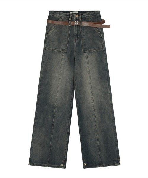 mushwear(マッシュウェア)の「Distressed Washed Wide-leg Stitch Work Jeans(デニムパンツ・メンズ・ブルー・X-LARGE/LARGE/SMALL/MEDIUM)」の7枚目の写真