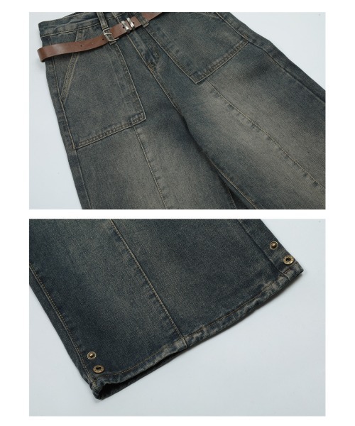 mushwear(マッシュウェア)の「Distressed Washed Wide-leg Stitch Work Jeans(デニムパンツ・メンズ・ブルー・X-LARGE/LARGE/SMALL/MEDIUM)」の9枚目の写真
