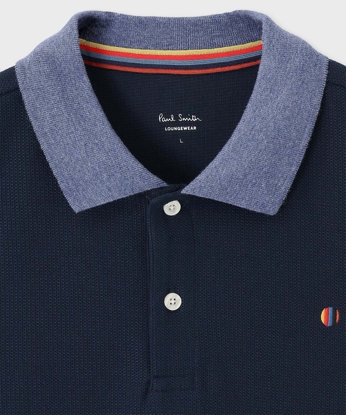 Paul Smith(ポールスミス)の「【ラウンジウェア】“TRAVELLER” ジャカードメッシュ コントラスト ポロシャツ【853248 7373】(ポロシャツ・メンズ・ネイビー/ブラック・MEDIUM/LARGE)」の5枚目の写真