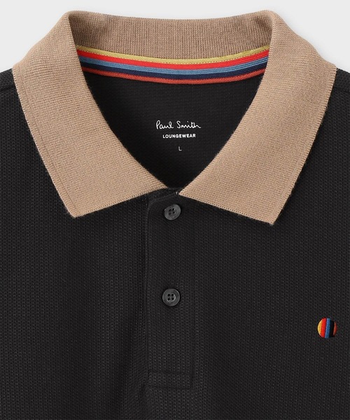 Paul Smith(ポールスミス)の「【ラウンジウェア】“TRAVELLER” ジャカードメッシュ コントラスト ポロシャツ【853248 7373】(ポロシャツ・メンズ・ネイビー/ブラック・MEDIUM/LARGE)」の3枚目の写真