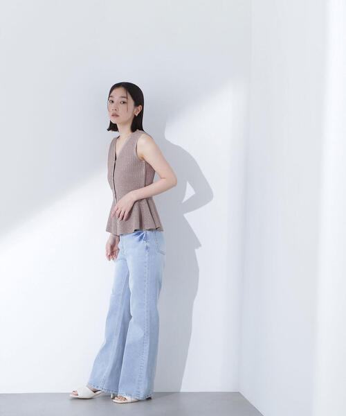 NATURAL BEAUTY BASIC ツイーディーペプラムニットジレ NATURAL BEAUTY BASIC｜ツイーディーペプラムニットジレ