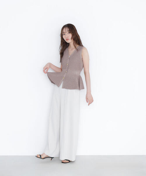 NATURAL BEAUTY BASIC ツイーディーペプラムニットジレ ツイーディーペプラムニットジレ｜ナチュラルビューティー