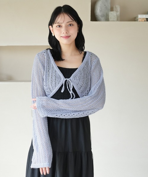 ASTORIA ODIER（アストリアオディール）の「スパンコール透かし編みボレロ（ニット/セーター・レディース・ブラック/ホワイト/ラベンダー・MEDIUM）」の10枚目の写真