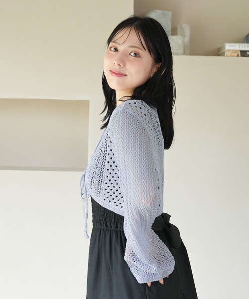 ASTORIA ODIER（アストリアオディール）の「スパンコール透かし編みボレロ（ニット/セーター・レディース・ブラック/ホワイト/ラベンダー・MEDIUM）」の9枚目の写真