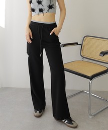 side cutout easy wide pants /配色 サイド カットアウト ワイド パンツ