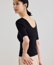 ROPE' | 【洗える】テレコ5分袖ニットプルオーバー(ニット/セーター)