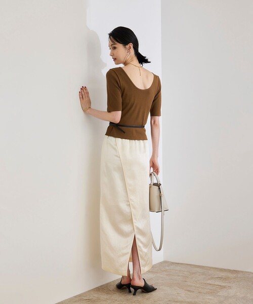 ROPE'（ロペ）の「【洗える】テレコ5分袖ニットプルオーバー（ニット/セーター・レディース・ブラック/ブラウン/ホワイト・FREE）」の10枚目の写真