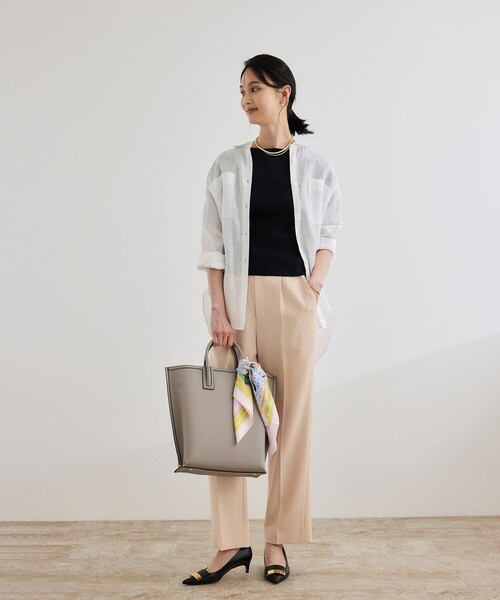 ROPE'（ロペ）の「【洗える】テレコ5分袖ニットプルオーバー（ニット/セーター・レディース・ブラック/ブラウン/ホワイト・FREE）」の6枚目の写真