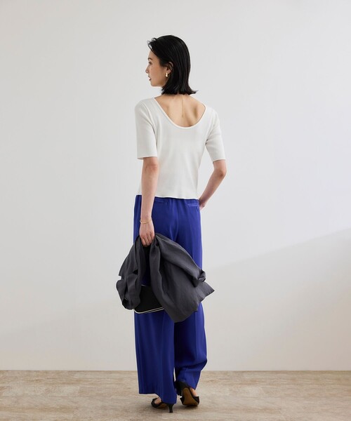 ROPE'（ロペ）の「【洗える】テレコ5分袖ニットプルオーバー（ニット/セーター・レディース・ブラック/ブラウン/ホワイト・FREE）」の22枚目の写真