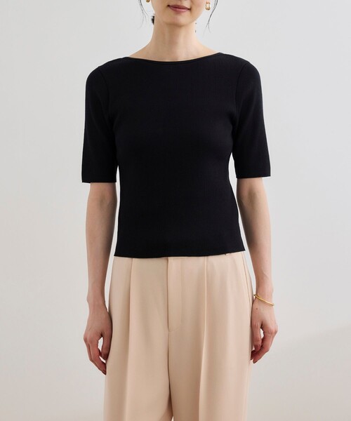 ROPE'（ロペ）の「【洗える】テレコ5分袖ニットプルオーバー（ニット/セーター・レディース・ブラック/ブラウン/ホワイト・FREE）」の20枚目の写真