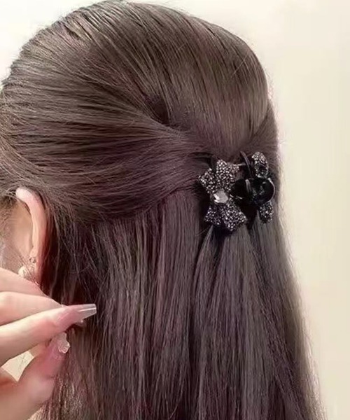 Port / ポート 】 クリスタル リボン ミニ ヘアクリップ (1個