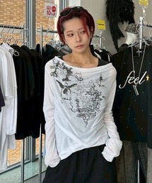 XU | 【Never mind the XU】see-through loose long sleeve tee / 【ネバーマインド ザ エックスユー】シースルールーズプリント長袖Tシャツ(Tシャツ/カットソー)