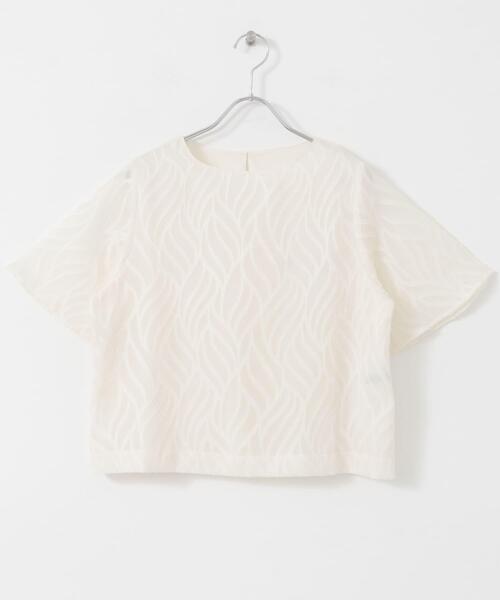 URBAN RESEARCH ROSSO WOMEN（アーバンリサーチ　ロッソ）の「セミシアーカットジャガードブラウス（シャツ/ブラウス・レディース・ネイビー/ベージュ/ブルー/オフホワイト・FREE）」の12枚目の写真