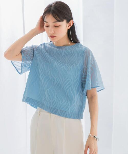 URBAN RESEARCH ROSSO WOMEN（アーバンリサーチ　ロッソ）の「セミシアーカットジャガードブラウス（シャツ/ブラウス・レディース・ネイビー/ベージュ/ブルー/オフホワイト・FREE）」の18枚目の写真