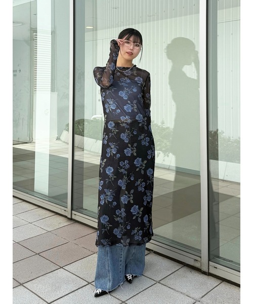 セール】フラワーシアーロングワンピース（ワンピース