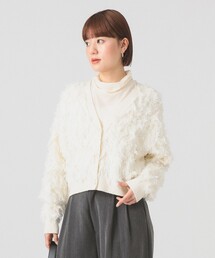 Ray BEAMS | カット ジャカード フリンジ Vネック カーディガン(カーディガン/ボレロ)