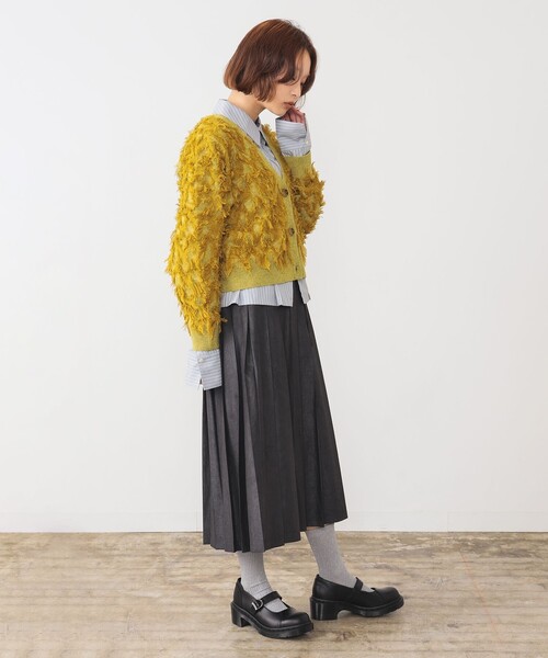 Ray BEAMS（レイビームス）の「カット ジャカード フリンジ Vネック カーディガン（カーディガン/ボレロ・レディース・ブラック/オフホワイト/イエロー・ONE SIZE）」の18枚目の写真