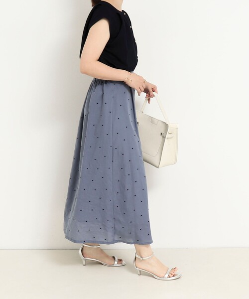 MICO COULIER（ミコクリエ）の「刺繍ドットスカート（スカート・レディース・ブルー/ブラック・38/36）」の9枚目の写真