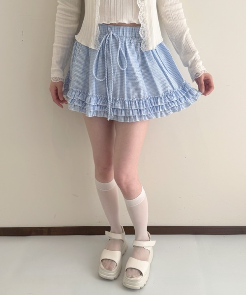 frunco（フランコ）の「ギンガムフリルスカート（スカート・レディース・ピンク/ブラック/ブルー・MEDIUM）」の16枚目の写真