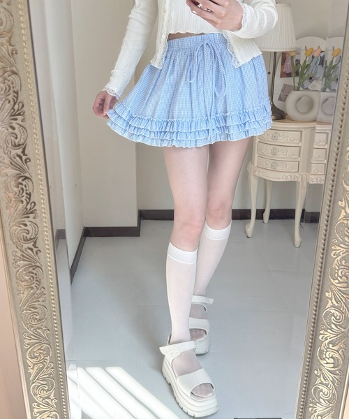 frunco（フランコ）の「ギンガムフリルスカート（スカート・レディース・ピンク/ブラック/ブルー・MEDIUM）」の8枚目の写真