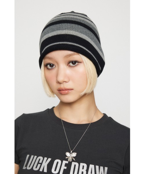 LAGUA GEM（ラグアジェム）の「BORDER LIKE ビーニー（ニットキャップ/ビーニー・レディース・ブラック/カーキ・FREE）」の10枚目の写真