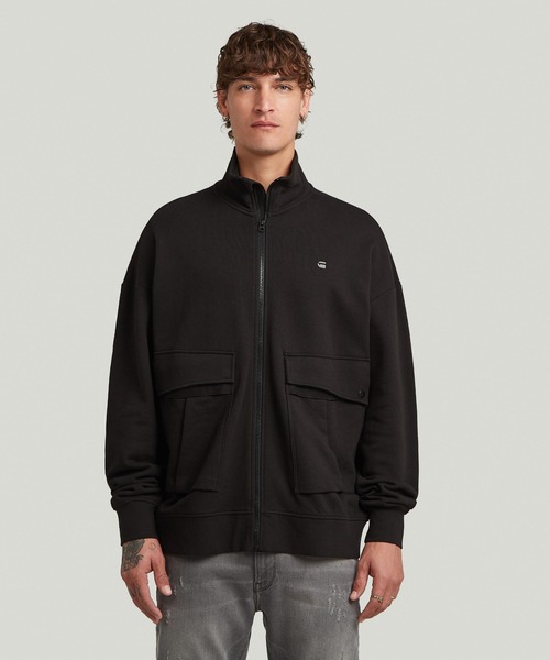 G-STAR(ジースター)の「Rovic Full Zip Loose Sweater/ミリタリーディテールフルジップオーバーサイズスウェット(スウェット・メンズ・ダークブラック・SMALL/LARGE/MEDIUM)」の1枚目の写真
