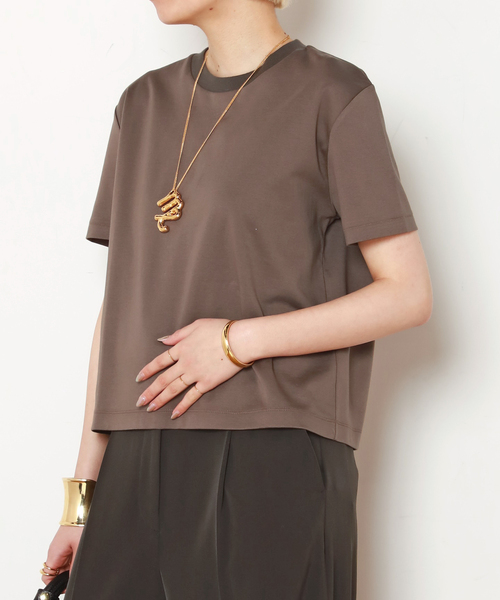 AP STUDIO（エーピーストゥディオ）の「コンパクトTシャツ（Tシャツ/カットソー・レディース・ホワイト/ネイビー/ブラウン・FREE）」の14枚目の写真